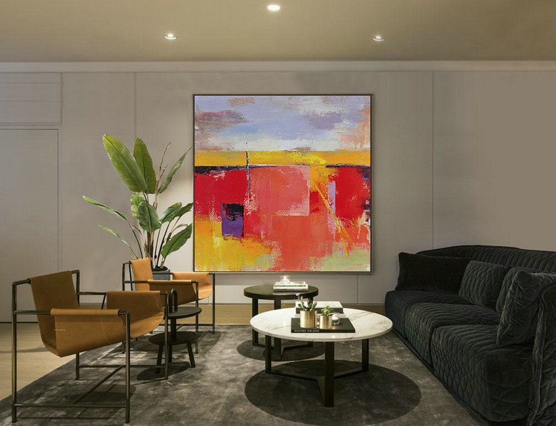 Huge Abstract Painting On Canvas,Oversized Palette Knife Painting Contemporary Art On Canvas,Family Wall Decor,Red,Blue,Yellow,Purple.etc